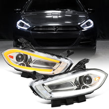 Ronnin - Fits 2013-2016 Dodge Dart Halogen Projector Headlights LED Switchback Sequential Turn Signals + Animated Startup Effect Parking Assembly Pair | Chrome