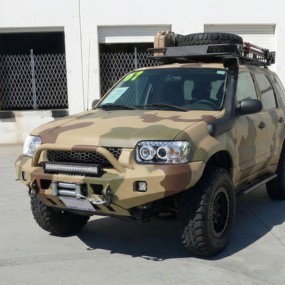 Ronnin - Compatible con Ford Escape 2005-2007, juego de faros proyectores LED de doble halo y reemplazo de ensamblaje | Cromo