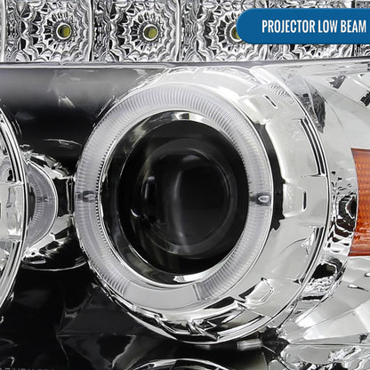 Ronnin - Compatible con Ford Escape 2005-2007, juego de faros proyectores LED de doble halo y reemplazo de ensamblaje | Cromo
