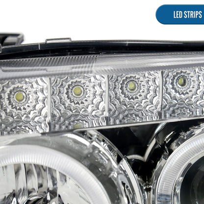 Ronnin - Compatible con Ford Escape 2005-2007, juego de faros proyectores LED de doble halo y reemplazo de ensamblaje | Cromo