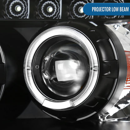 Ronnin - Fits 2005-2007 Ford Escape LED Dual Halo Rims Projector Headlights Assembly Replacement Pair | Black