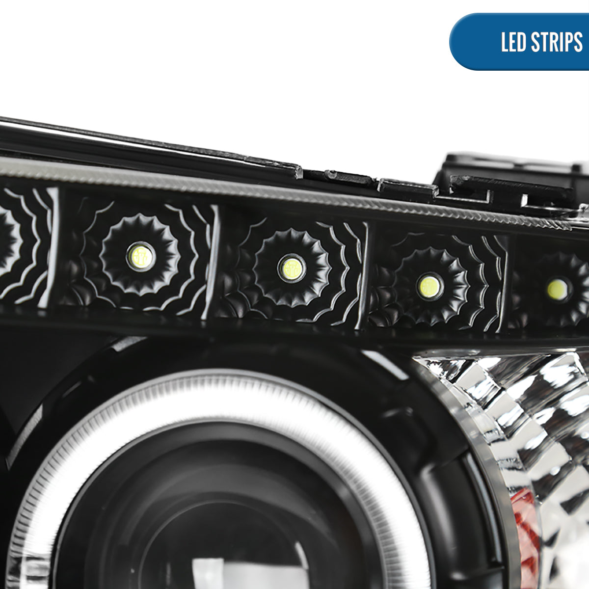Ronnin - Fits 2005-2007 Ford Escape LED Dual Halo Rims Projector Headlights Assembly Replacement Pair | Black