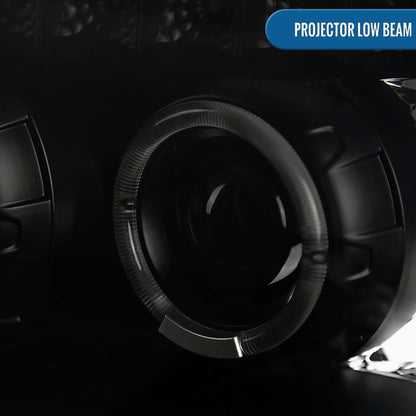 Ronnin - Fits 2005-2007 Ford Escape LED Dual Halo Rims Projector Headlights Assembly Replacement Pair | Black Smoke