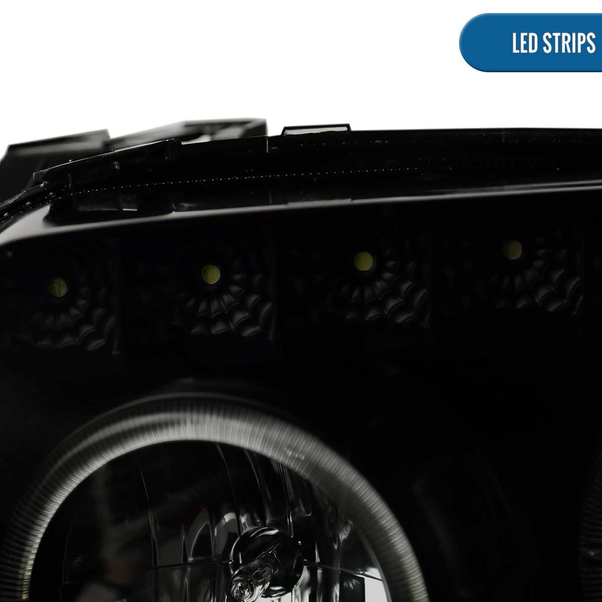 Ronnin - Fits 2005-2007 Ford Escape LED Dual Halo Rims Projector Headlights Assembly Replacement Pair | Black Smoke
