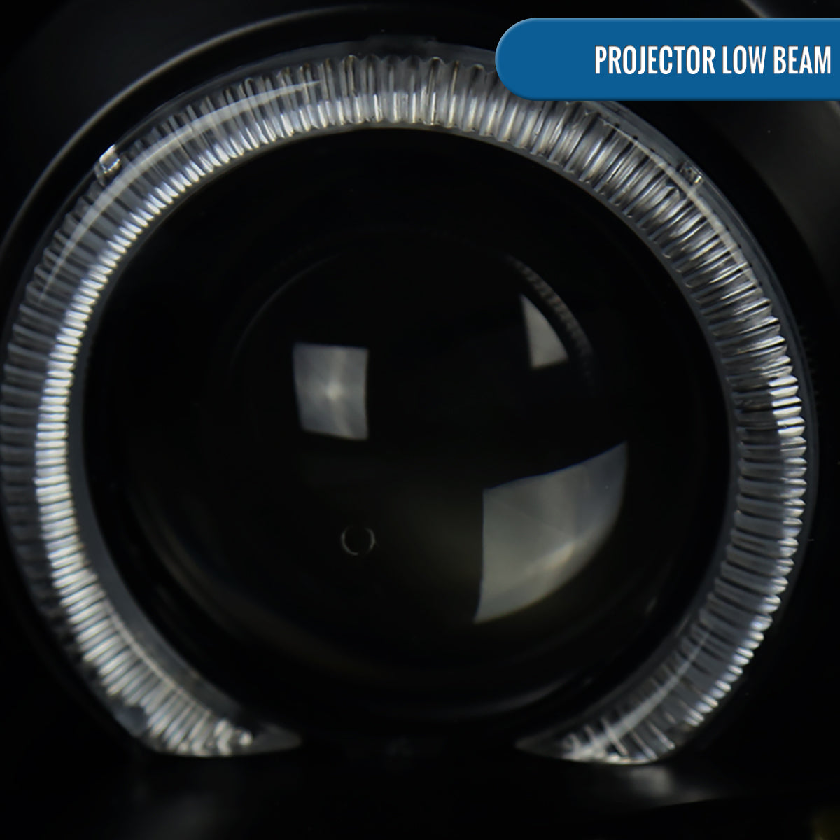 Ronnin - Fits 2002-2006 Cadillac Escalade Upgraded Replacement LED Dual Angel Eyes Halogen Projector Headlights Assembly Pair | Black Smoke