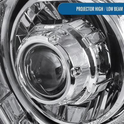 Ronnin - Fits 2004-2008 Ford F150 2006-2008 Lincoln Mark LT Projector Headlights Pair | Chrome