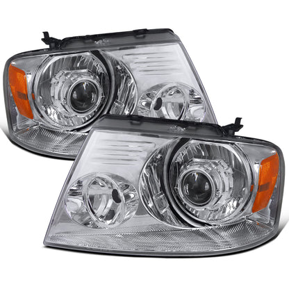 Ronnin - Fits 2004-2008 Ford F150 2006-2008 Lincoln Mark LT Projector Headlights Pair | Chrome