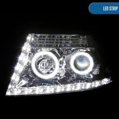2004-2008 Ford F150 Lincoln Mark LT Pickup Truck LED Running Lights Upgrade Replacement Projector Headlights Assembly Pair | Chrome
