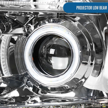 2004-2008 Ford F150 Lincoln Mark LT Pickup Truck LED Running Lights Upgrade Replacement Projector Headlights Assembly Pair | Chrome