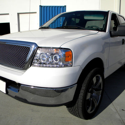 2004-2008 Ford F150 Lincoln Mark LT Pickup Truck LED Running Lights Upgrade Replacement Projector Headlights Assembly Pair | Chrome