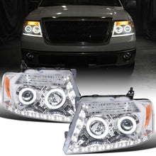 2004-2008 Ford F150 Lincoln Mark LT Pickup Truck LED Running Lights Upgrade Replacement Projector Headlights Assembly Pair | Chrome