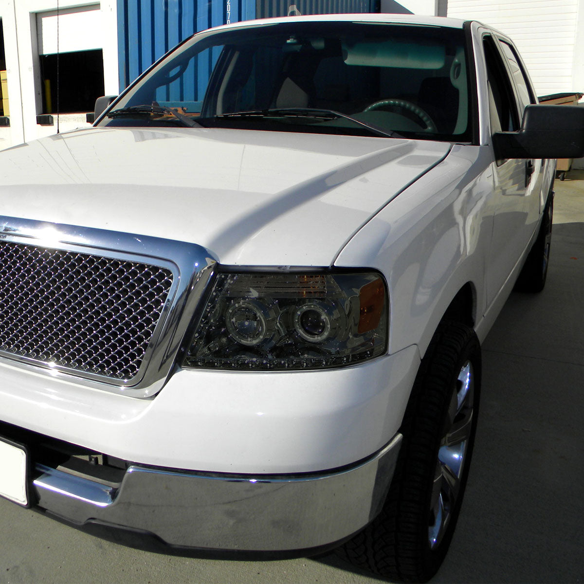 Ronnin - Compatible con Ford F150 2004-2008 Lincoln Mark LT Pickup Truck Luces diurnas LED Mejora de reemplazo Conjunto de faros delanteros tipo proyector Par | Ahumado