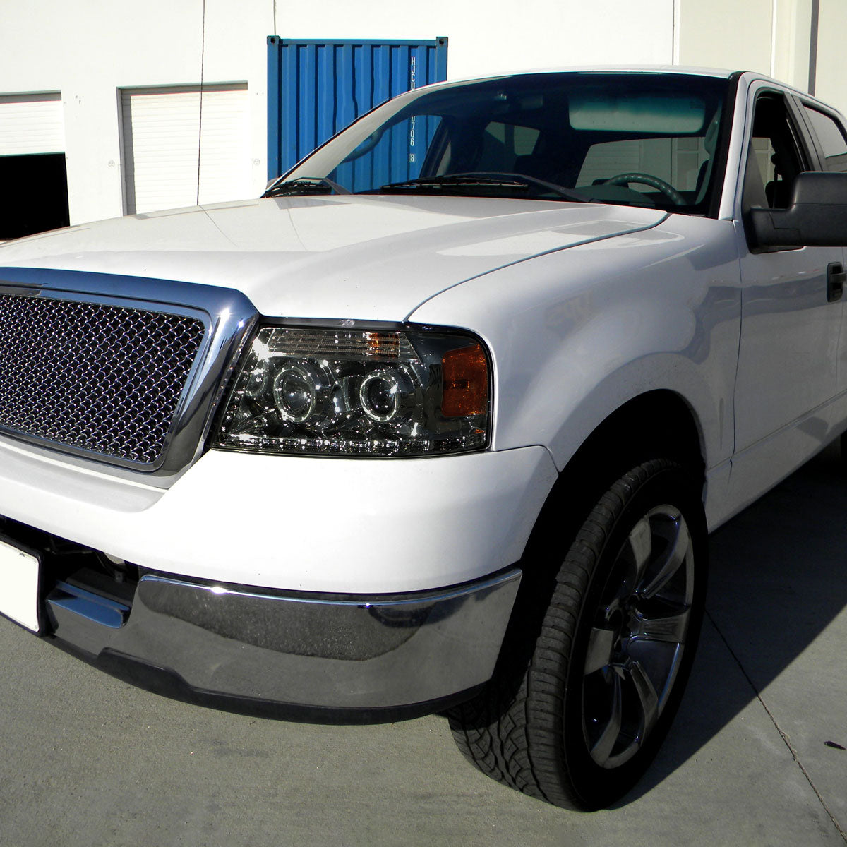 Ronnin - Compatible con Ford F150 2004-2008 Lincoln Mark LT Pickup Truck Luces diurnas LED Mejora de reemplazo Conjunto de faros delanteros tipo proyector Par | Ahumado