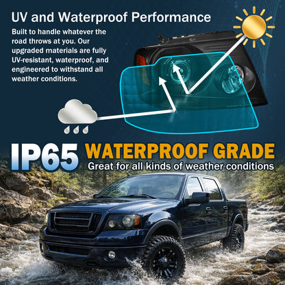Ronnin - Se adapta a los faros delanteros de proyector del Ford F150 de 2004-2008 y Lincoln Mark LT de 2006-2008 Par | Negro