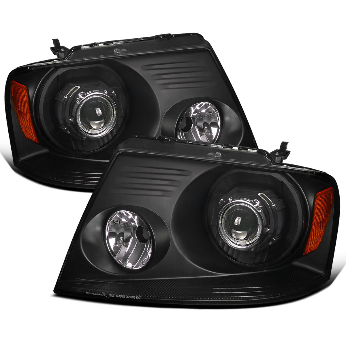 Ronnin - Fits 2004-2008 Ford F150 2006-2008 Lincoln Mark LT Projector Headlights Pair | Black