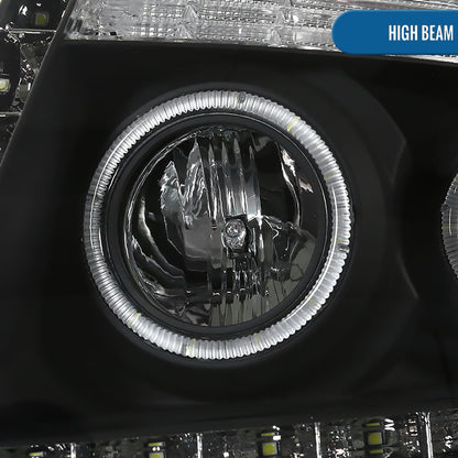 2004-2008 Ford F150 Lincoln Mark LT Pickup Truck LED Running Lights Upgrade Replacement Projector Headlights Assembly Pair | Black