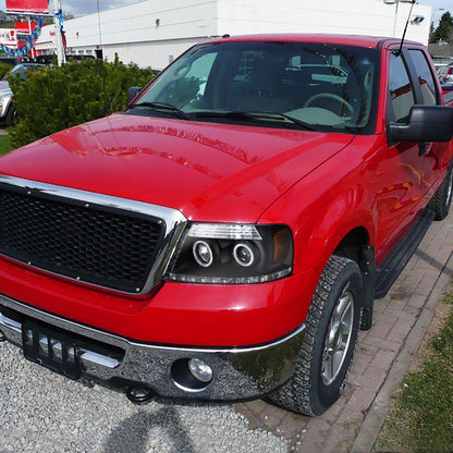 2004-2008 Ford F150 Lincoln Mark LT Pickup Truck LED Running Lights Upgrade Replacement Projector Headlights Assembly Pair | Black