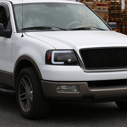 Ronnin - Fits 2004-2008 Ford F150 2006-2008 Lincoln Mark LT Upgraded LED Switchback Sequential Turn Signal Projector Headlights Assembly Pair | Black