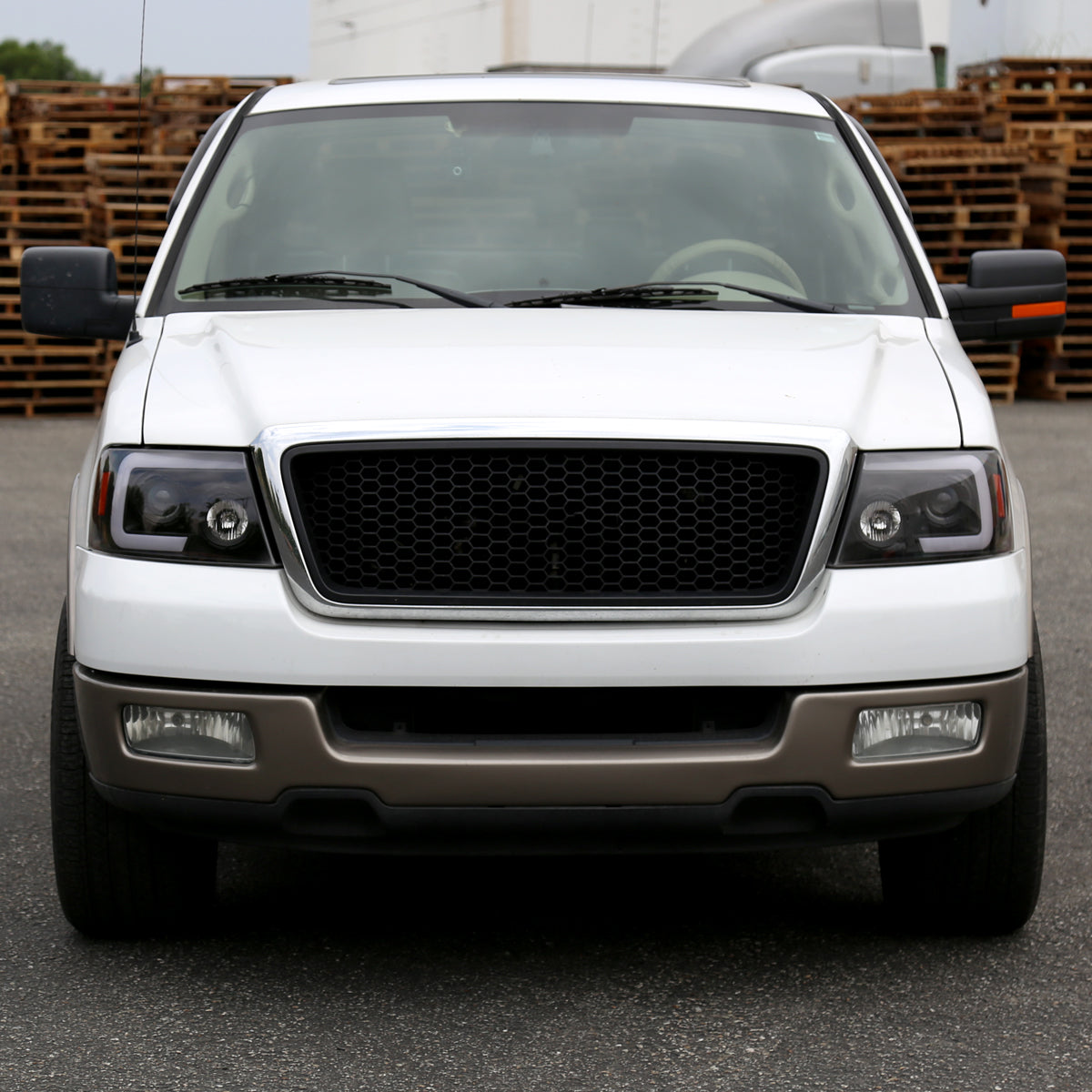 Ronnin - Fits 2004-2008 Ford F150 2006-2008 Lincoln Mark LT Upgraded LED Switchback Sequential Turn Signal Projector Headlights Assembly Pair | Black