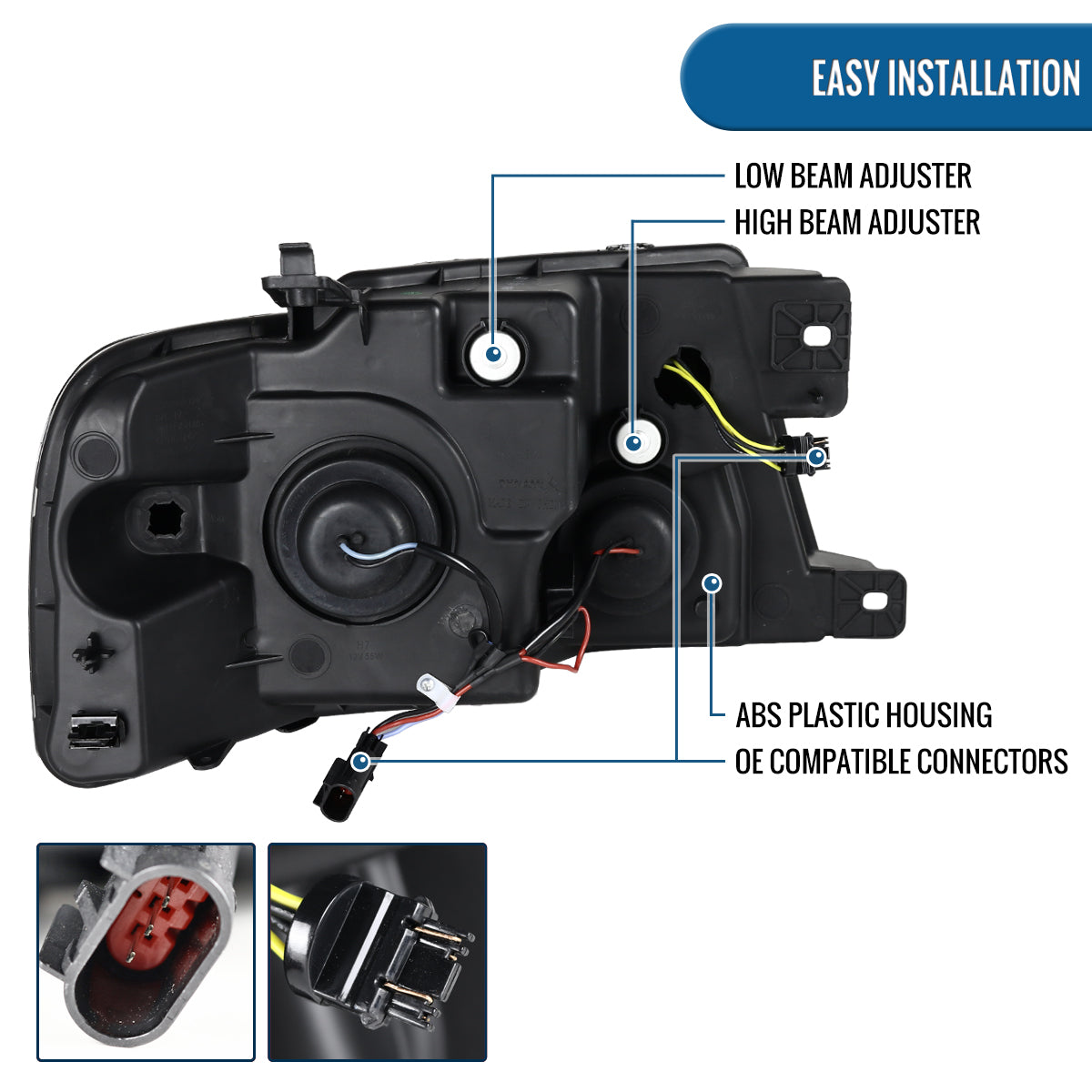 Ronnin - Fits 2004-2008 Ford F150 2006-2008 Lincoln Mark LT Upgraded LED Switchback Sequential Turn Signal Projector Headlights Assembly Pair | Black Smoke