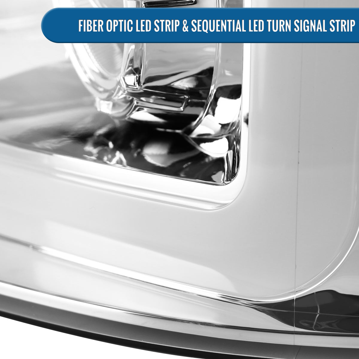 Ronnin - Fits 2004-2008 Ford F150 2006-2008 Lincoln Mark LT Upgraded LED Switchback Sequential Turn Signal Projector Headlights Assembly Pair | Chrome