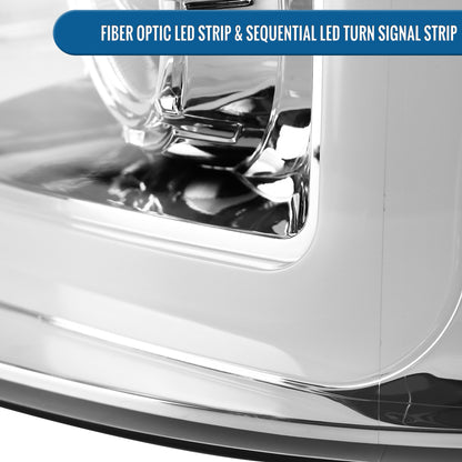 Ronnin - Fits 2004-2008 Ford F150 2006-2008 Lincoln Mark LT Upgraded LED Switchback Sequential Turn Signal Projector Headlights Assembly Pair | Chrome