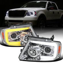 Ronnin - Fits 2004-2008 Ford F150 2006-2008 Lincoln Mark LT Upgraded LED Switchback Sequential Turn Signal Projector Headlights Assembly Pair | Chrome