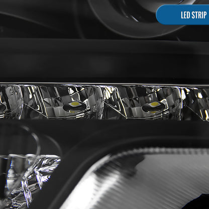 Ronnin - Fits 2009-2014 Ford F150 Pickup Truck Retro Style Replacement LED Running Lights Projector Halogen Headlights Assembly Pair | Black