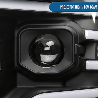 Ronnin - Fits 2009-2014 Ford F150 Pickup Truck Upgraded Halogen Projector Headlights LED Switchback Sequential Turn Signals + Animated Startup Effect Assembly Pair | Black