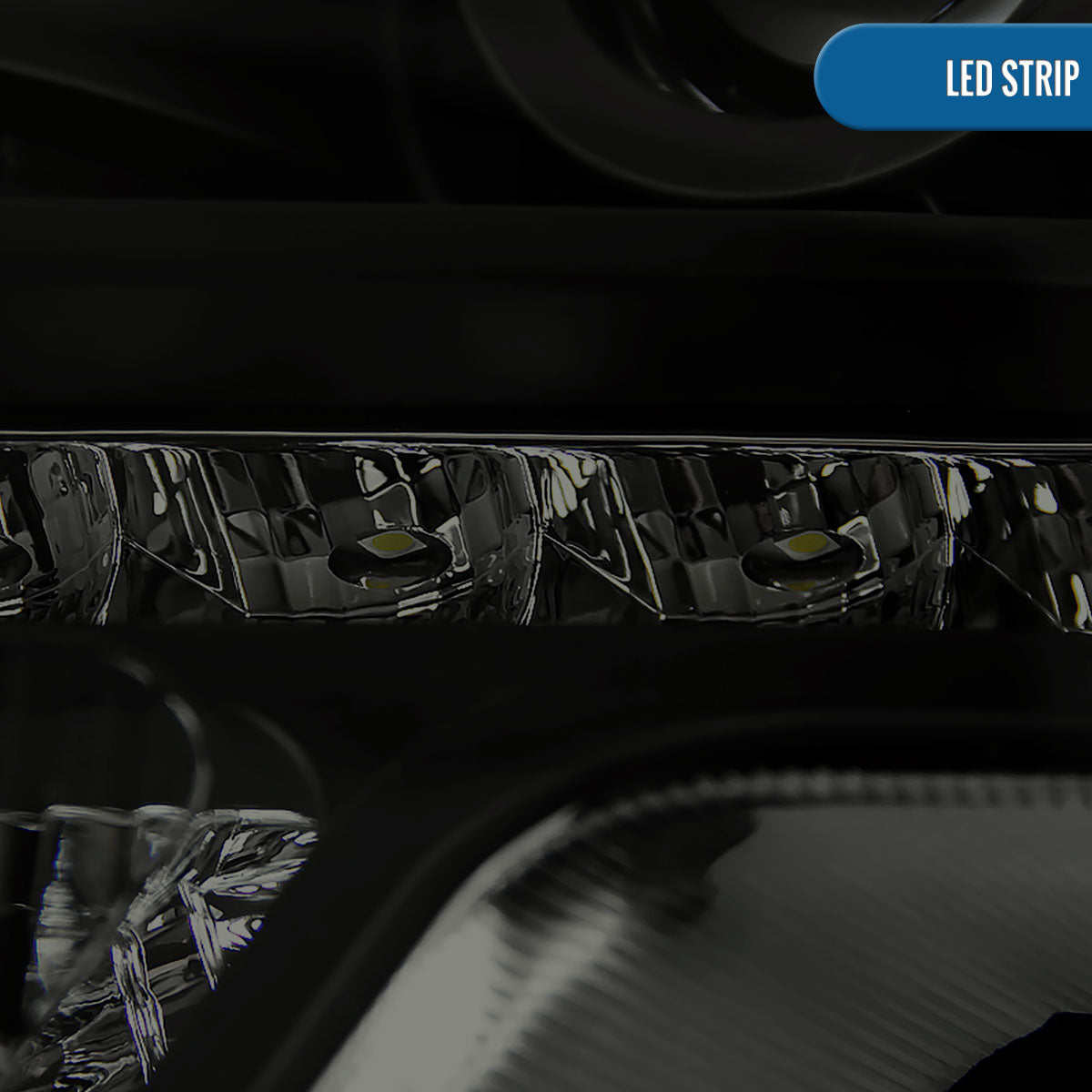 Ronnin - Fits 2009-2014 Ford F150 Pickup Truck Retro Style Replacement LED Running Lights Projector Halogen Headlights Assembly Pair | Black Smoke