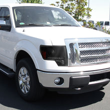 Ronnin - Fits 2009-2014 Ford F150 Pickup Truck Retro Style Replacement LED Running Lights Projector Halogen Headlights Assembly Pair | Black Smoke