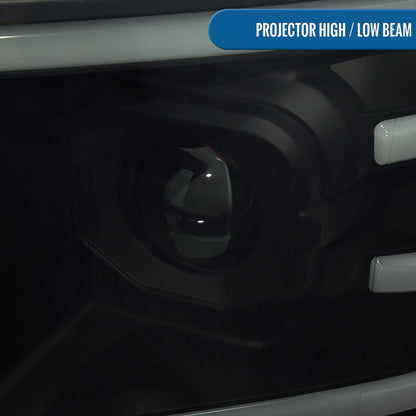 Ronnin - Fits 2009-2014 Ford F150 Pickup Truck Upgraded Halogen Projector Headlights LED Switchback Sequential Turn Signals + Animated Startup Effect Assembly Pair | Black Smoke