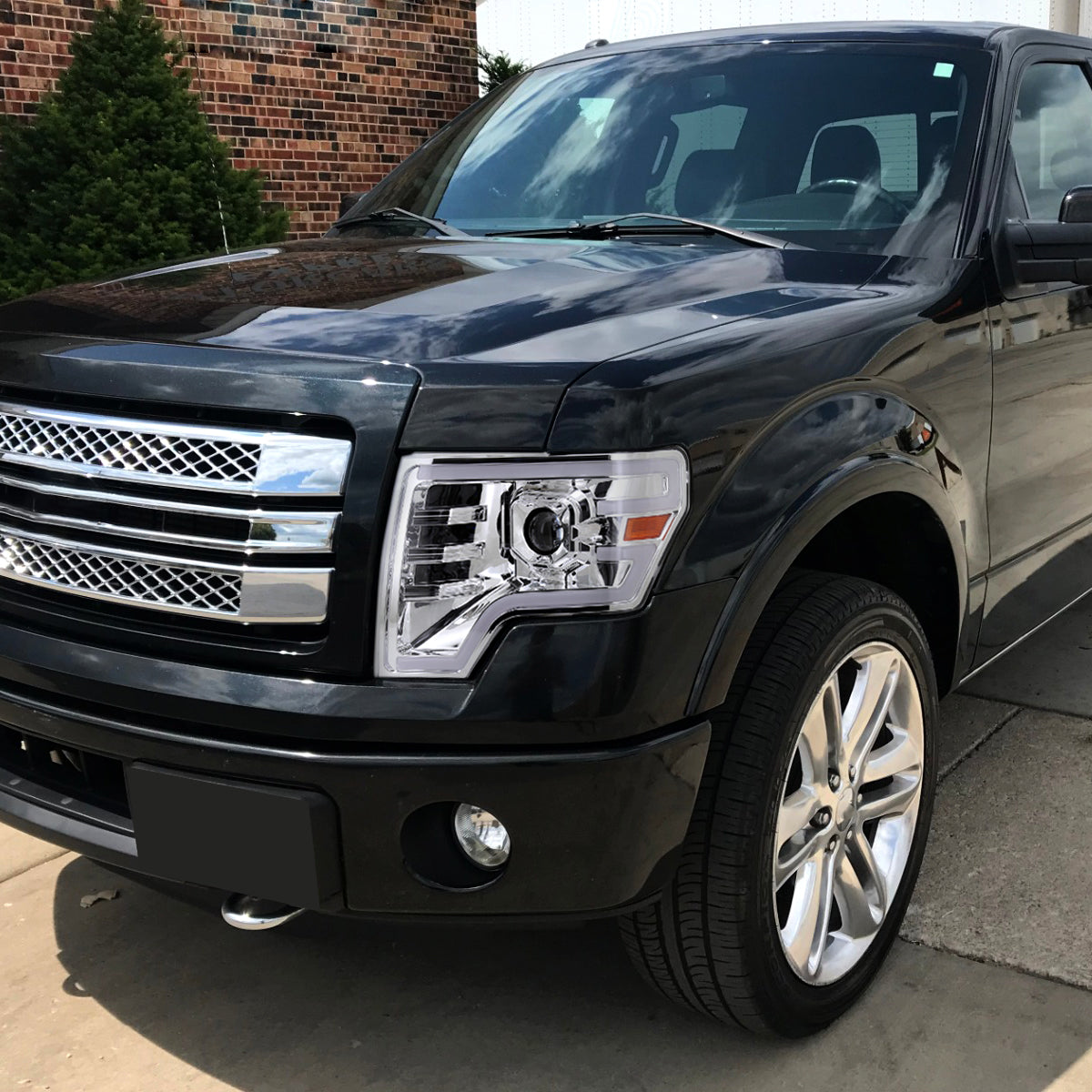 Ronnin - Fits 2009-2014 Ford F150 Pickup Truck Upgraded Halogen Projector Headlights LED Switchback Sequential Turn Signals + Animated Startup Effect Assembly Pair | Chrome