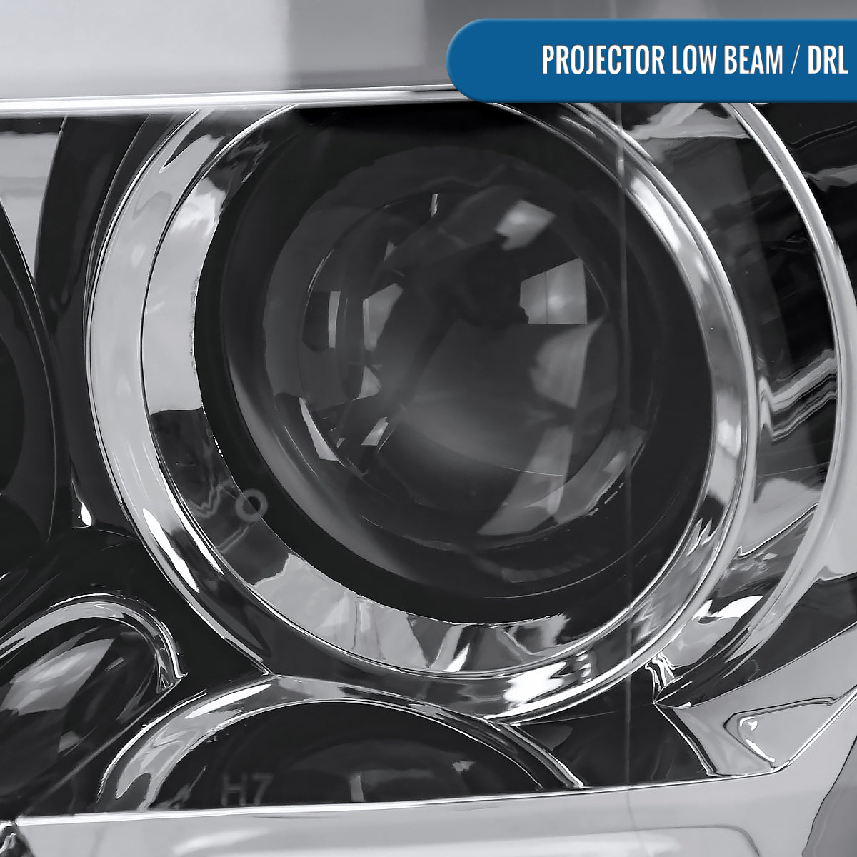 Ronnin - Fits 2015-2017 Ford F150 LED Tube Halogen Dual Projector Headlights Assembly Pair | Chrome