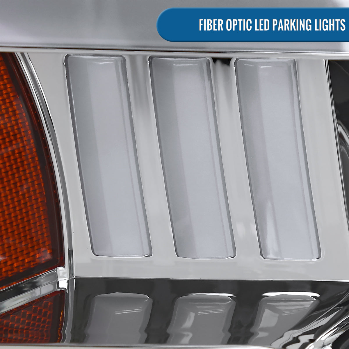 Ronnin - Fits 2015-2017 Ford F150 LED Tube Halogen Dual Projector Headlights Assembly Pair | Chrome