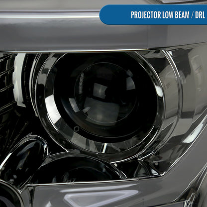 Ronnin - Fits 2015-2017 Ford F150 Halogen Dual Projector Headlights LED DRL Switchback Sequential Turn Signals With 2 Lighting Patterns  Assembly Pair | Smoke