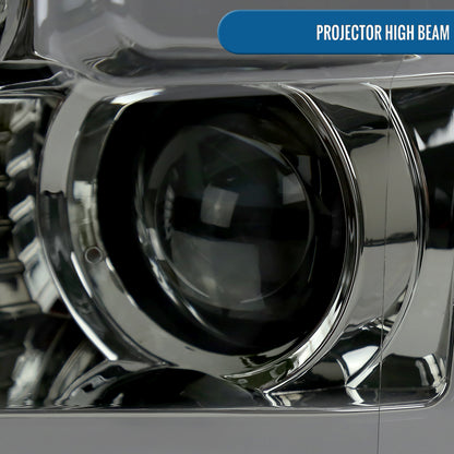 Ronnin - Fits 2015-2017 Ford F150 Halogen Dual Projector Headlights LED DRL Switchback Sequential Turn Signals With 2 Lighting Patterns  Assembly Pair | Smoke