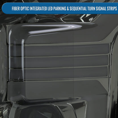 Ronnin - Fits 2015-2017 Ford F150 Halogen Dual Projector Headlights LED DRL Switchback Sequential Turn Signals With 2 Lighting Patterns  Assembly Pair | Smoke