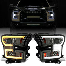 Ronnin - Fits 2015-2017 Ford F150 Halogen Dual Projector Headlights LED DRL Switchback Sequential Turn Signals With 2 Lighting Patterns  Assembly Pair | Smoke