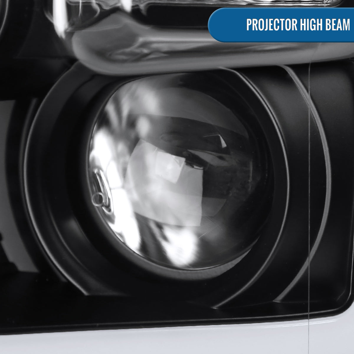 Ronnin - Fits 2015-2017 Ford F150 LED Tube Halogen Dual Projector Headlights Assembly Pair | Black