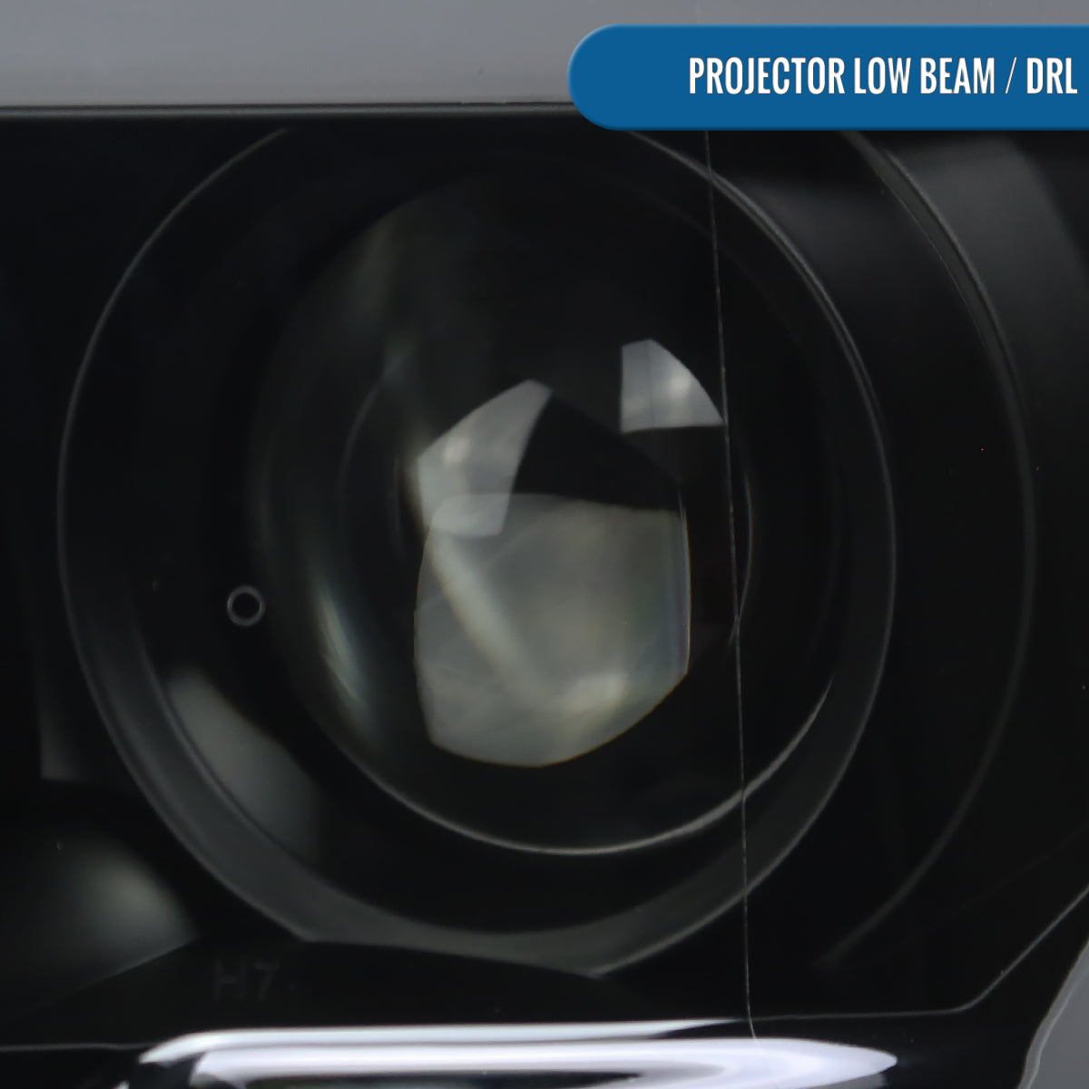 Ronnin - Fits 2015-2017 Ford F150 LED Tube Halogen Dual Projector Headlights Assembly Pair | Black Smoke