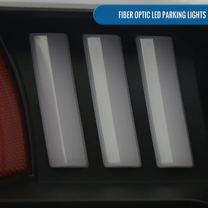 Ronnin - Fits 2015-2017 Ford F150 LED Tube Halogen Dual Projector Headlights Assembly Pair | Black Smoke