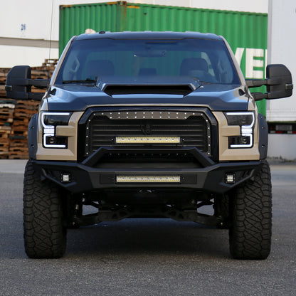 Ronnin - Fits 2015-2017 Ford F150 Halogen Dual Projector Headlights LED DRL Switchback Sequential Turn Signals With 2 Lighting Patterns  Assembly Pair | Black Smoke