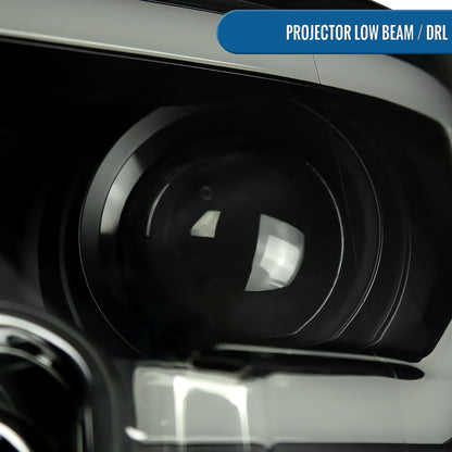 Ronnin - Fits 2015-2017 Ford F150 Halogen Dual Projector Headlights LED DRL Switchback Sequential Turn Signals With 2 Lighting Patterns  Assembly Pair | Black Smoke