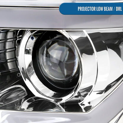 Ronnin - Fits 2015-2017 Ford F150 Halogen Dual Projector Headlights LED DRL Switchback Sequential Turn Signals With 2 Lighting Patterns  Assembly Pair | Chrome