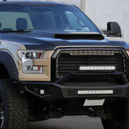 Ronnin - Fits 2015-2017 Ford F150 Halogen Dual Projector Headlights LED DRL Switchback Sequential Turn Signals With 2 Lighting Patterns  Assembly Pair | Chrome