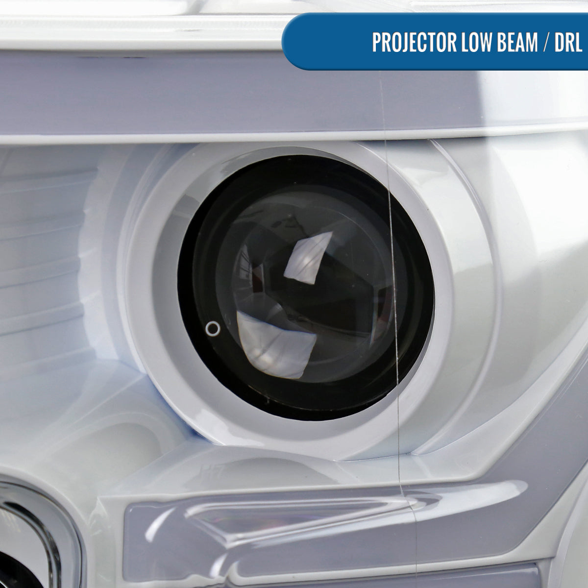 Ronnin - Fits 2015-2017 Ford F150 Halogen Dual Projector Headlights LED DRL Switchback Sequential Turn Signals With 2 Lighting Patterns  Assembly Pair | White