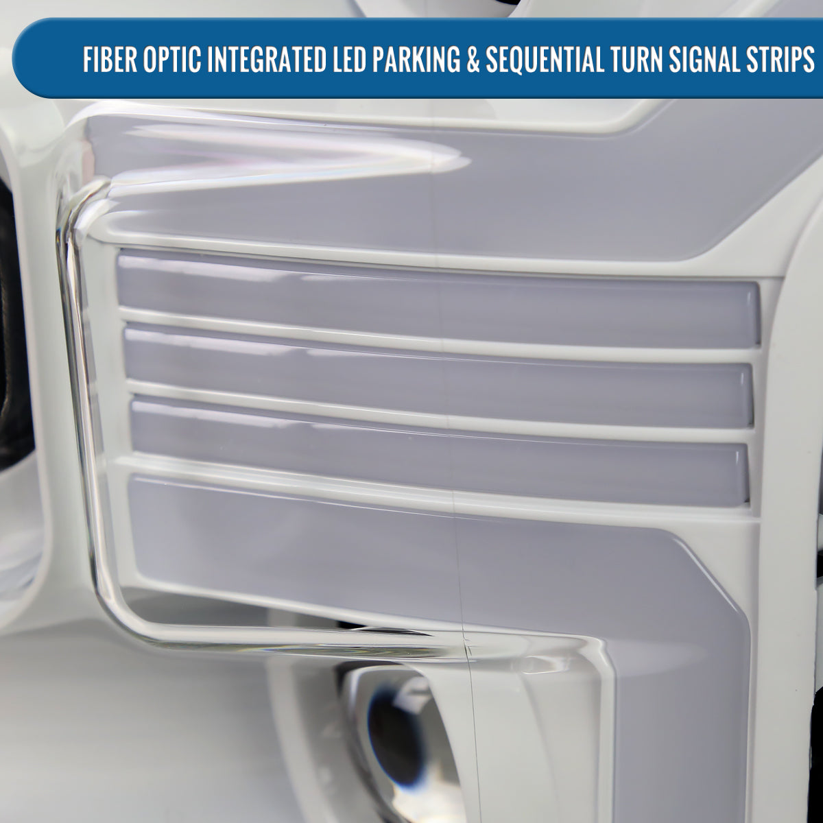 Ronnin - Fits 2015-2017 Ford F150 Halogen Dual Projector Headlights LED DRL Switchback Sequential Turn Signals With 2 Lighting Patterns  Assembly Pair | White