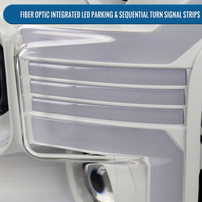 Ronnin - Fits 2015-2017 Ford F150 Halogen Dual Projector Headlights LED DRL Switchback Sequential Turn Signals With 2 Lighting Patterns  Assembly Pair | White