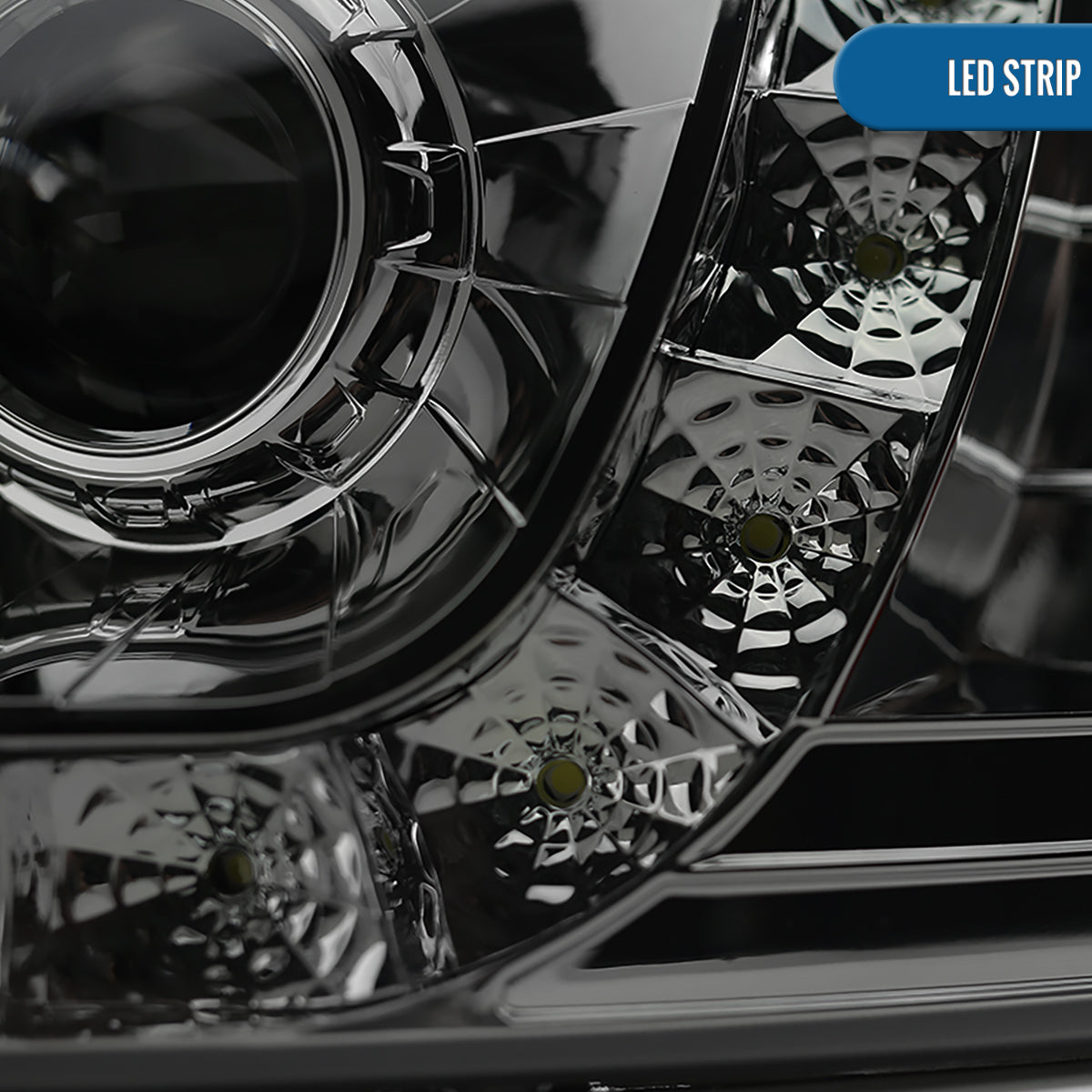 1997-2004 Ford F150 Heritage Expedition LED Lights Halogen Projector Headlights Replacement Assembly Pair | Smoke